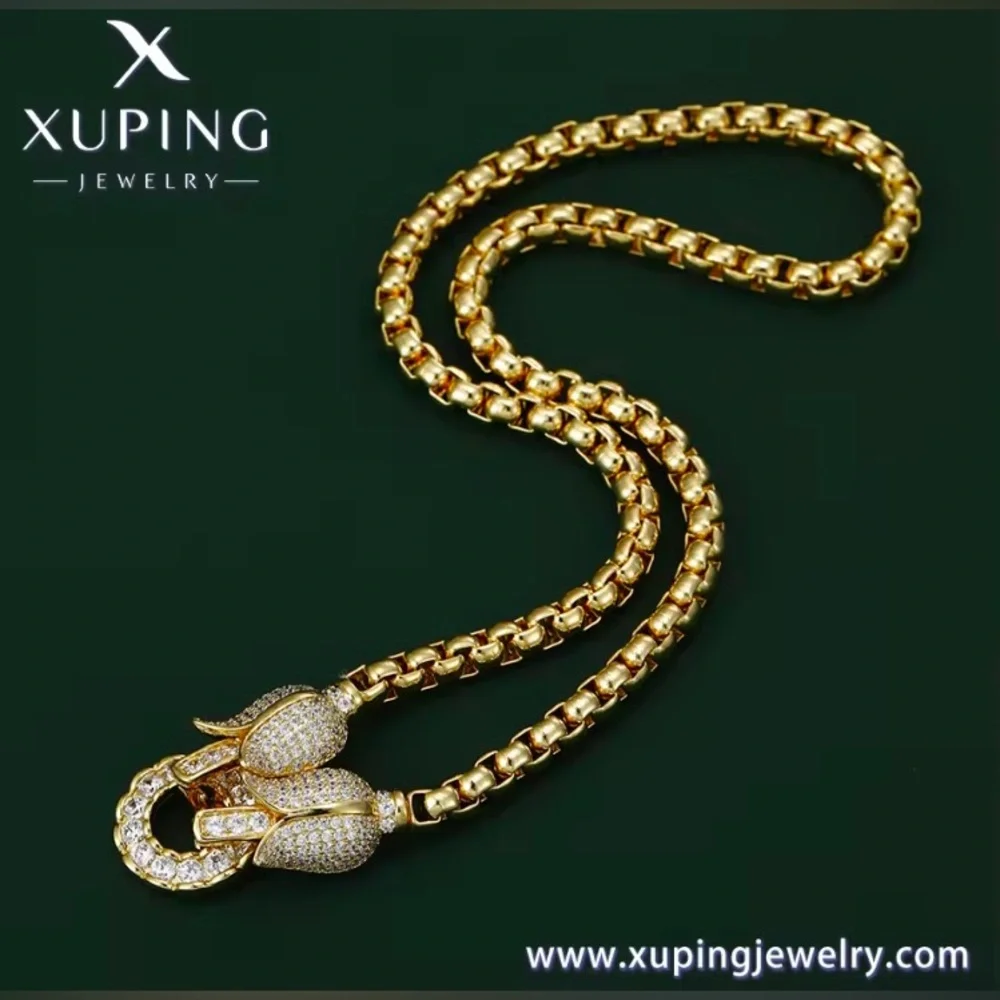 New Necklace 18k yellow gold filled | tulip cubic zirconia 18”. With box - Picture 8 of 9